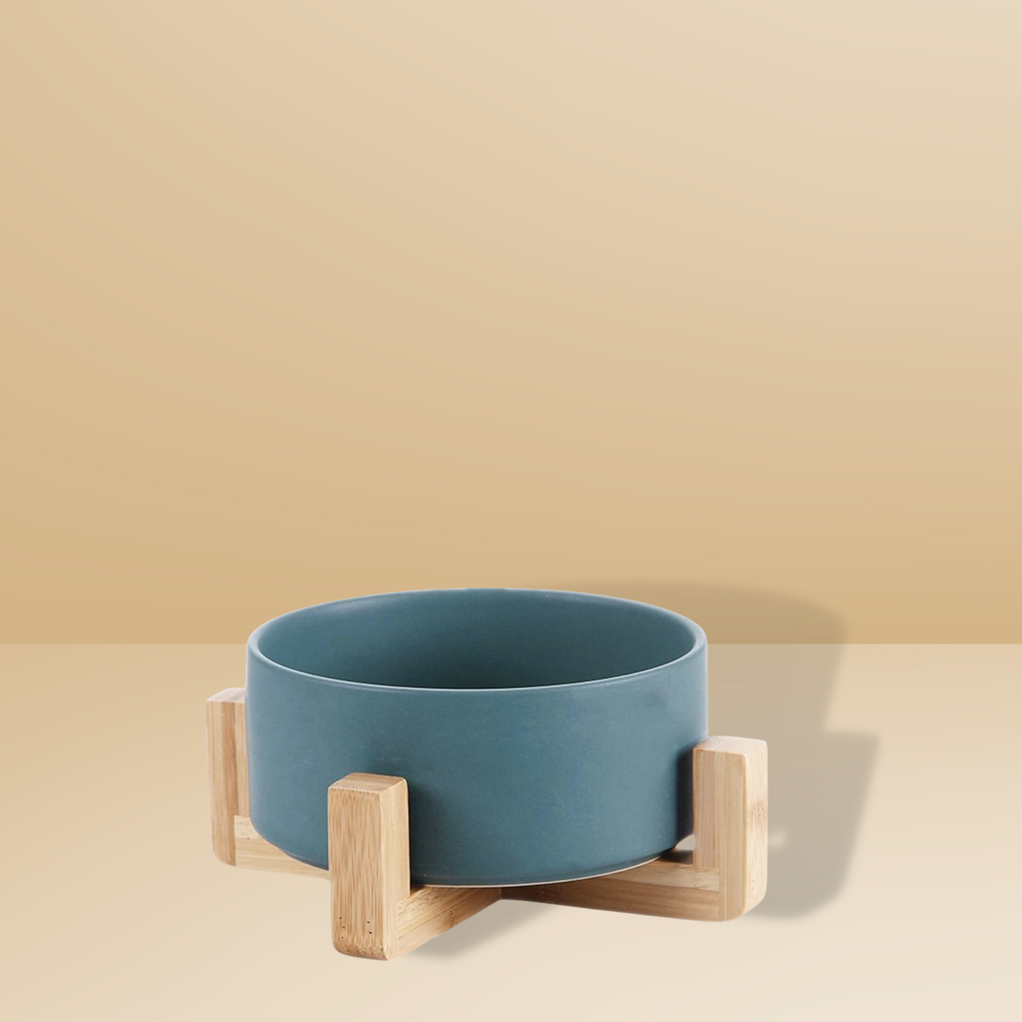 Medium Ceramic Bowl with Wooden Stand - Pink