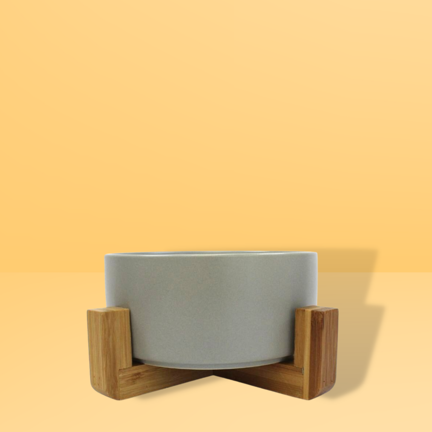 Medium Ceramic Bowl with Wooden Stand - Pink