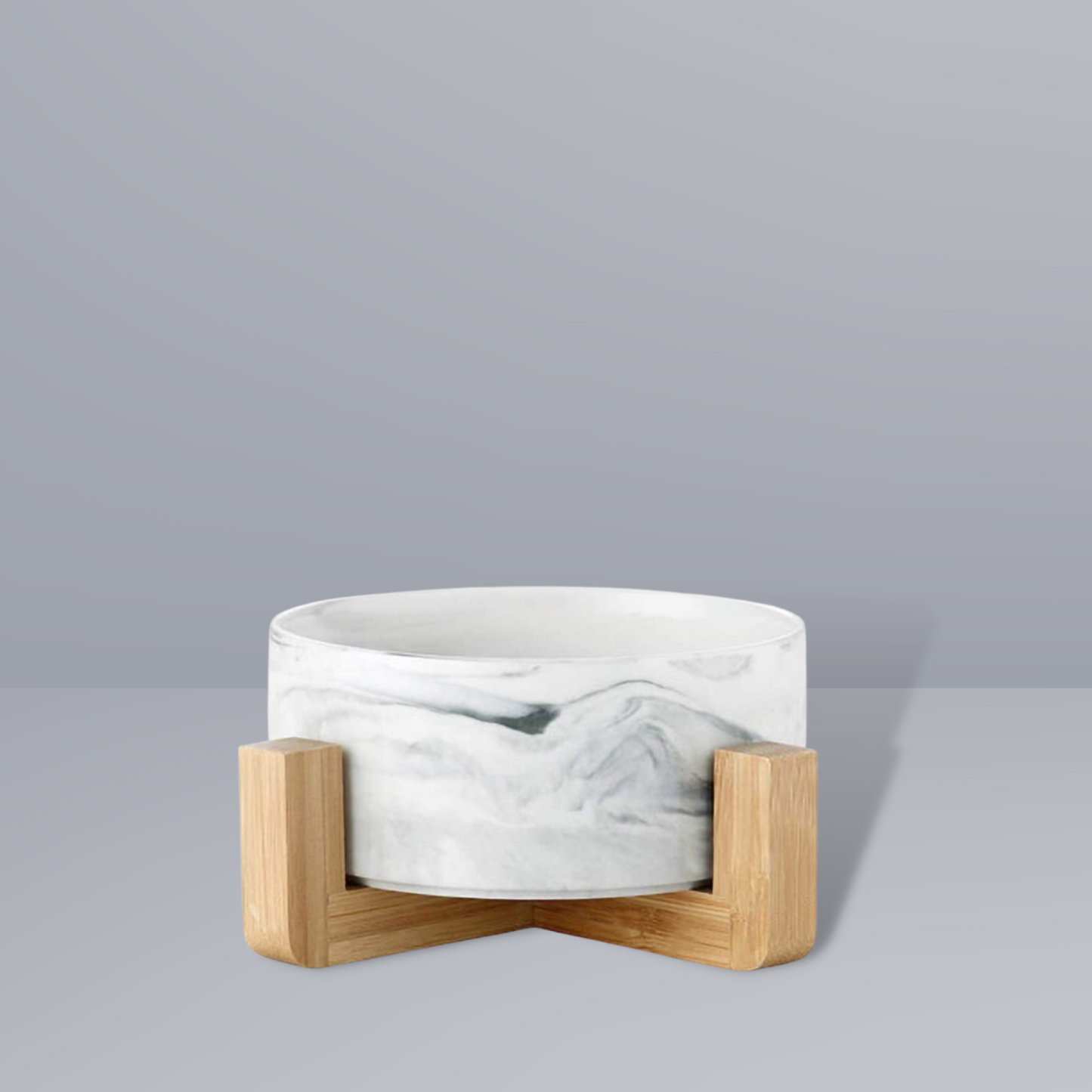 Medium Ceramic Bowl with Wooden Stand - Pink
