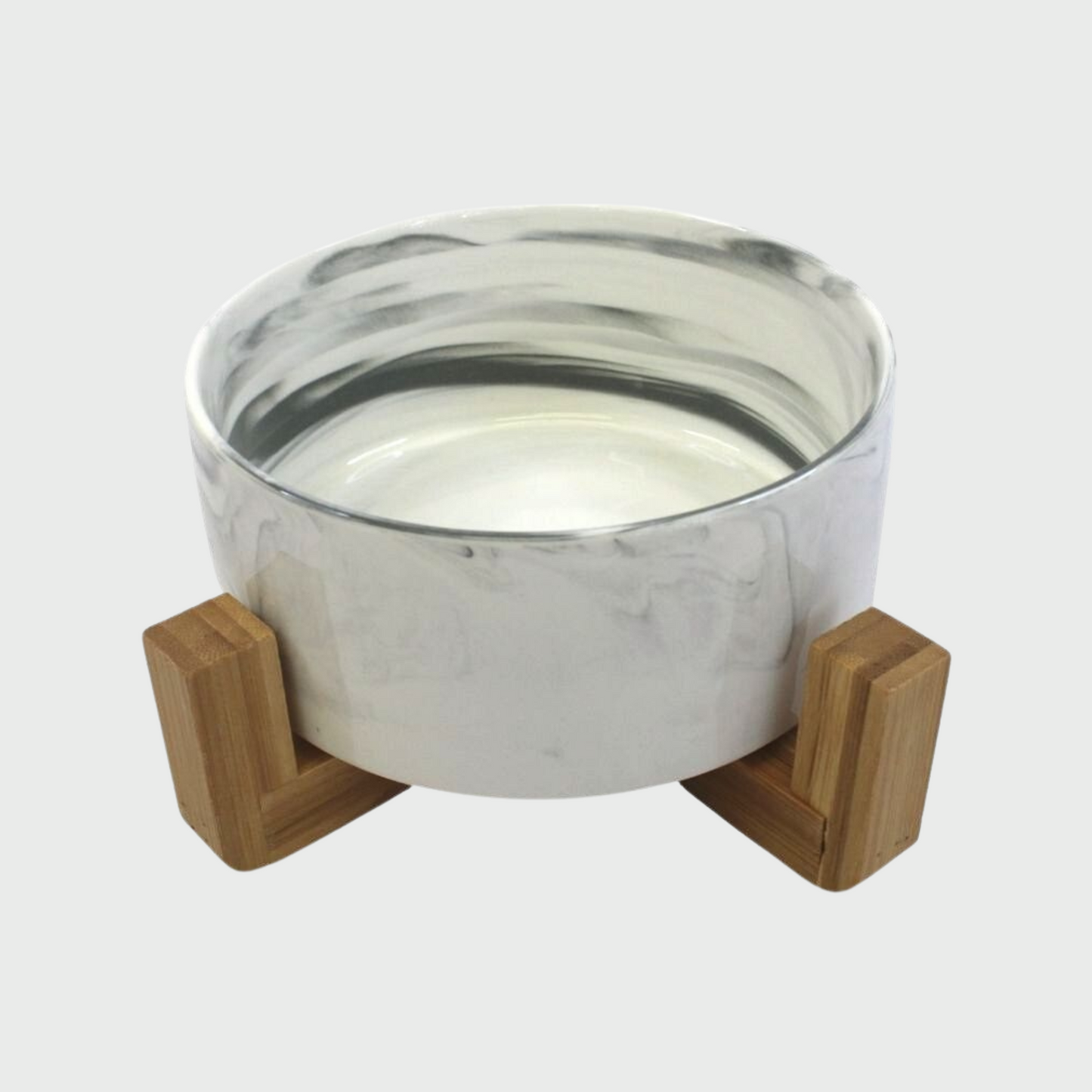 Medium Ceramic Bowl with Wooden Stand - Pink