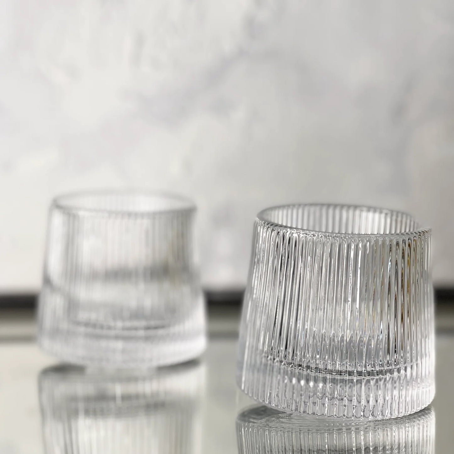 Nordic Ribbed Rocking Tumbler Glass