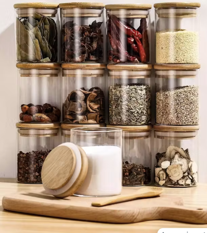 Set of 6 250ml Glass Seasoning Jars with Marker