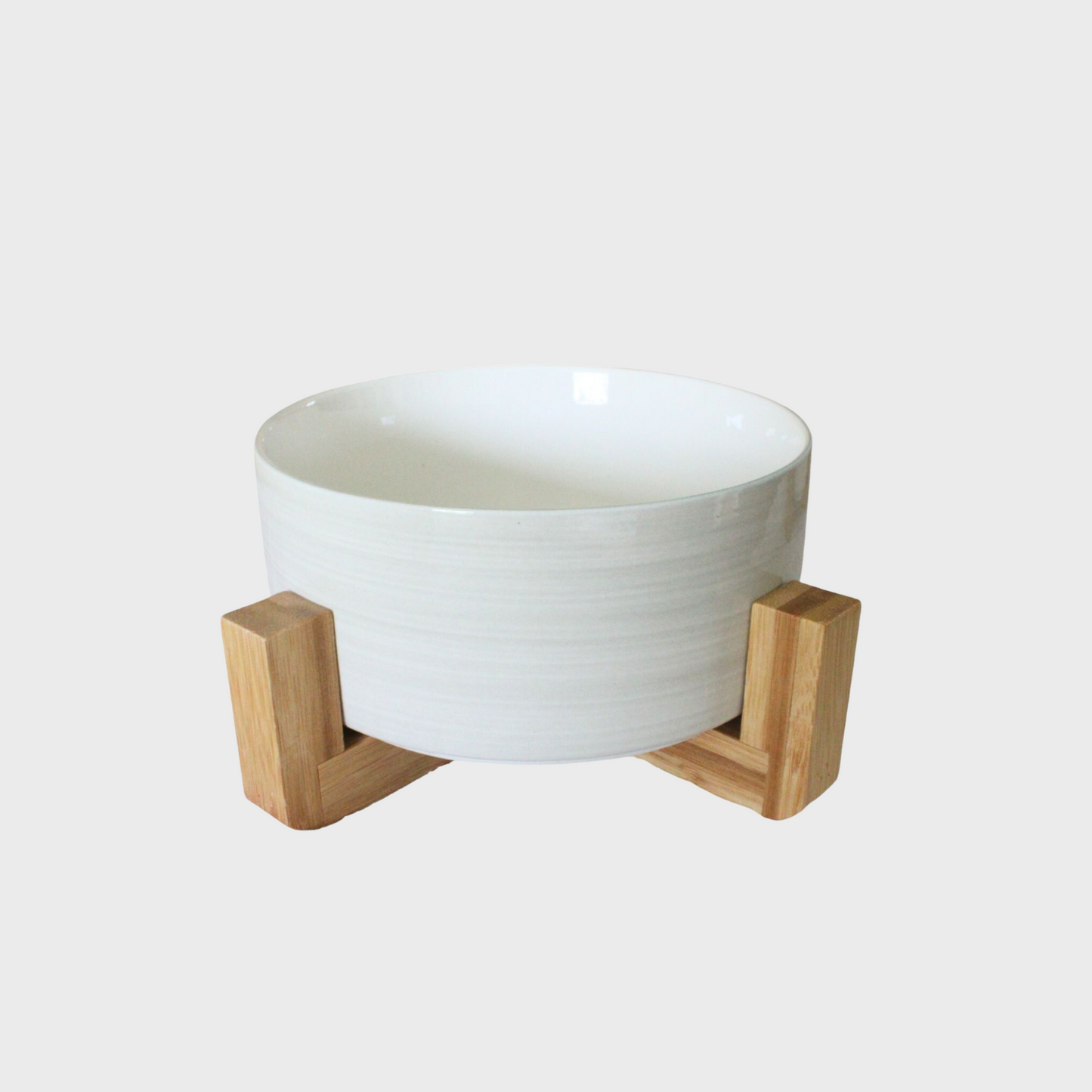 Small Ceramic Bowl with Wooden Stand - Yellow