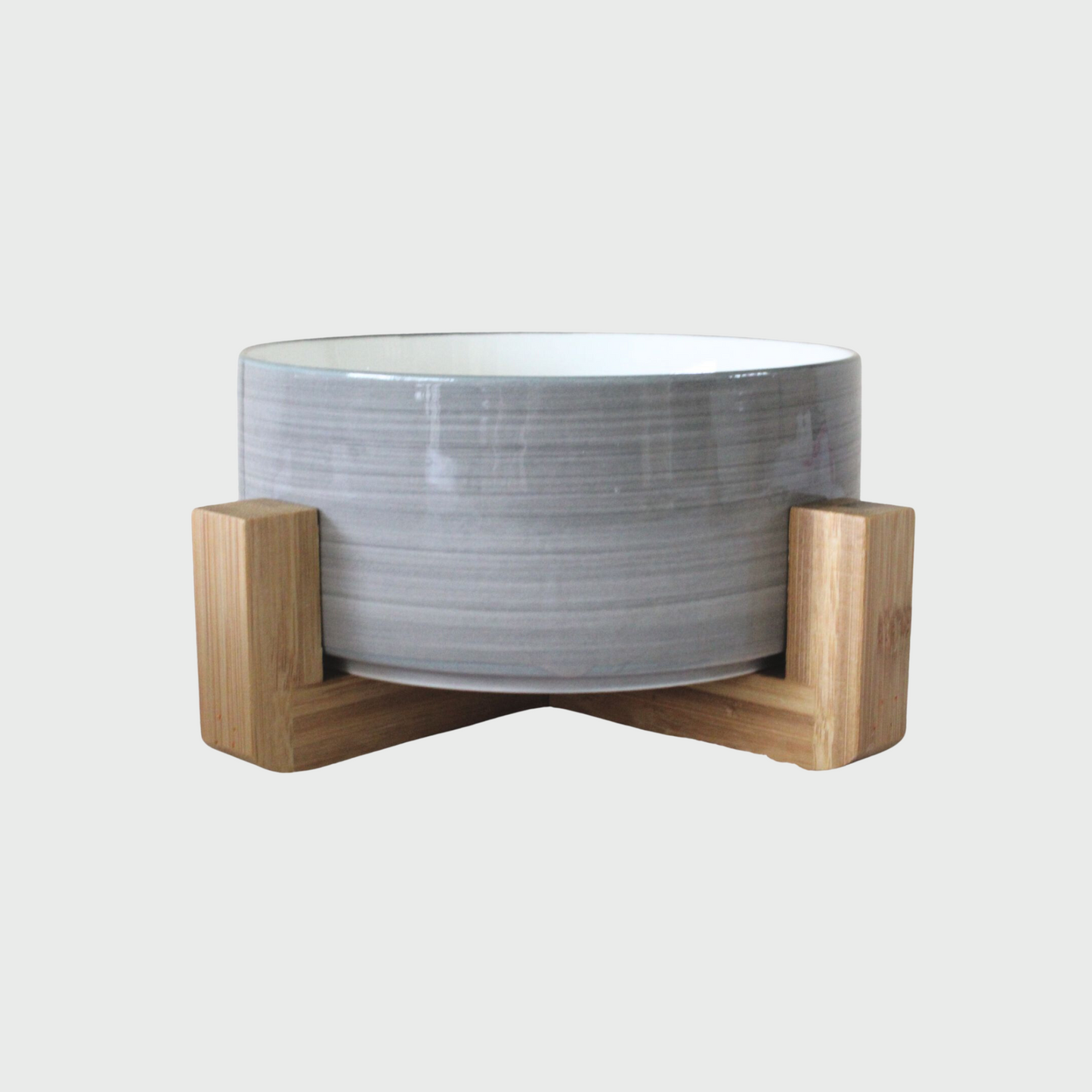 Small Ceramic Bowl with Wooden Stand - Yellow