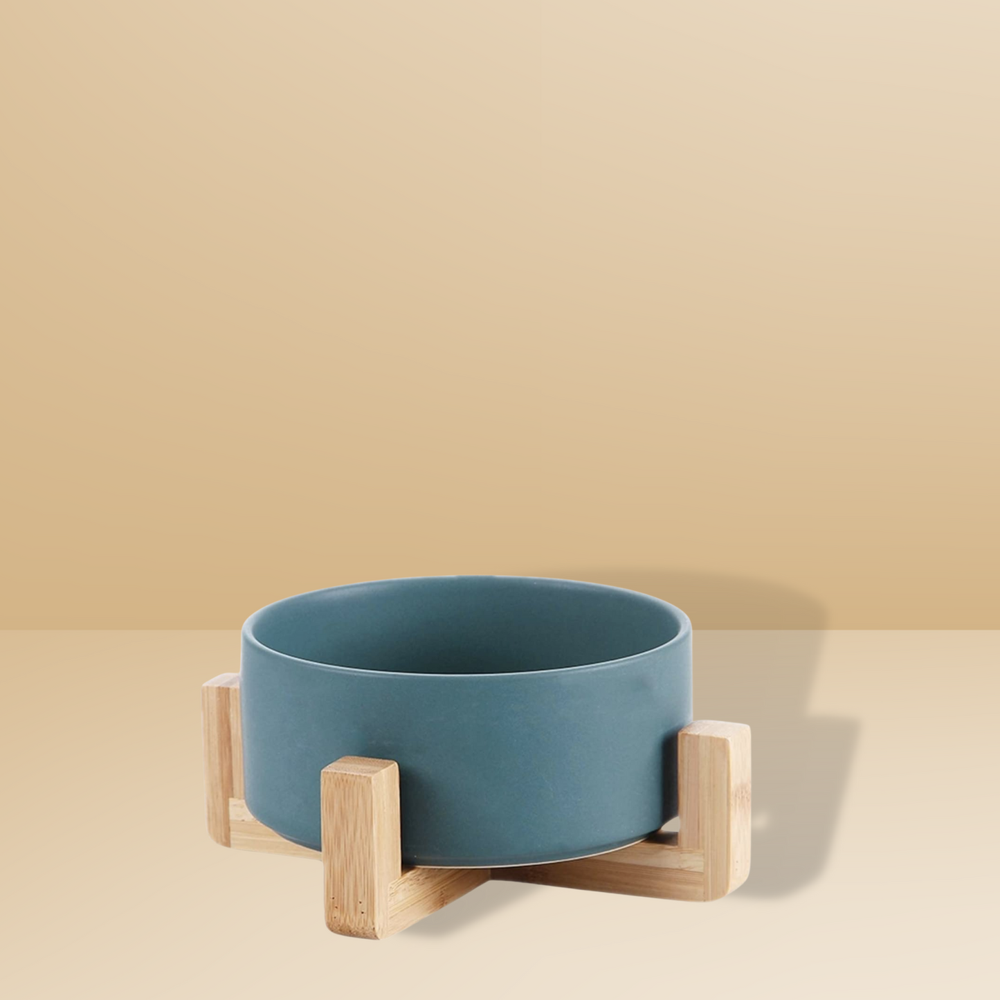 Small Ceramic Bowl with Wooden Stand - Yellow