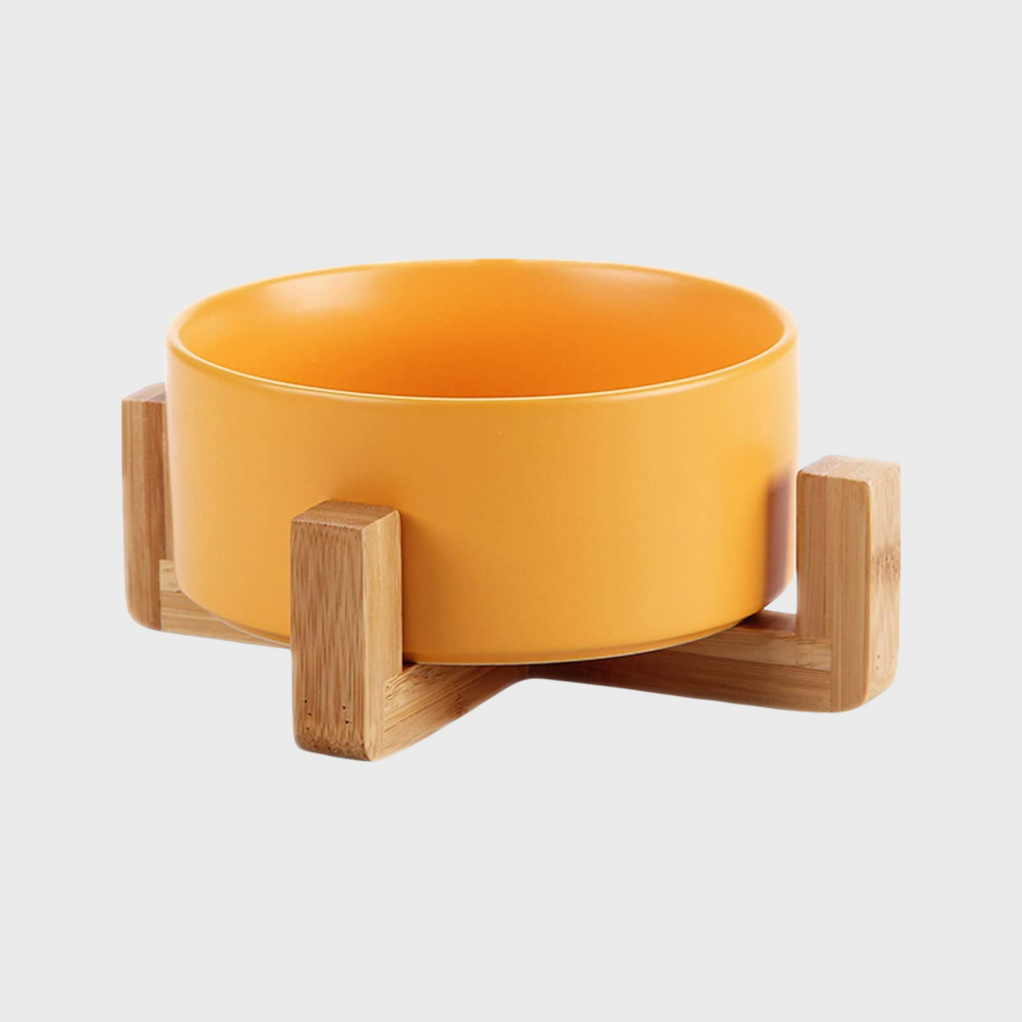 Small Ceramic Bowl with Wooden Stand - Yellow