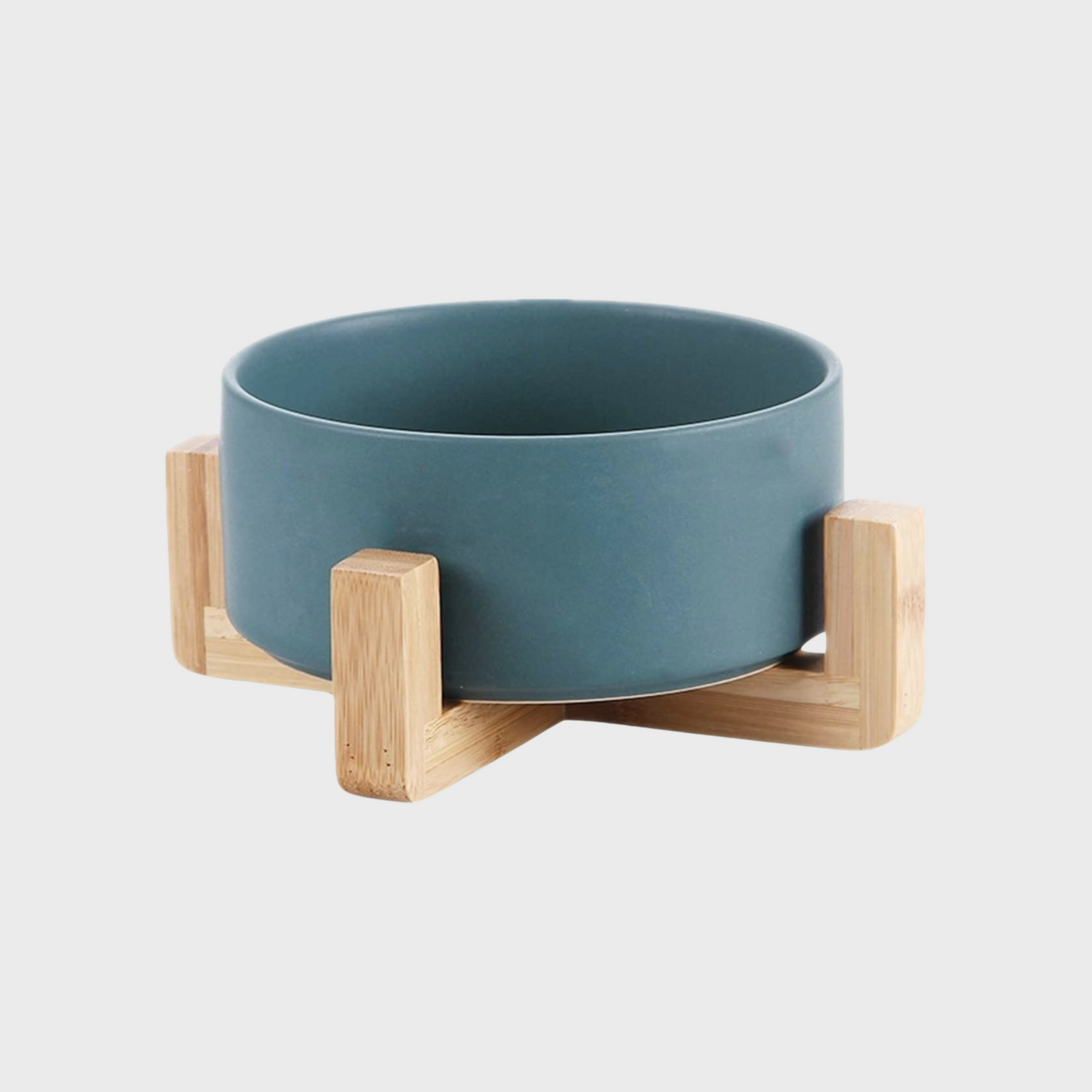 Small Ceramic Bowl with Wooden Stand - Yellow