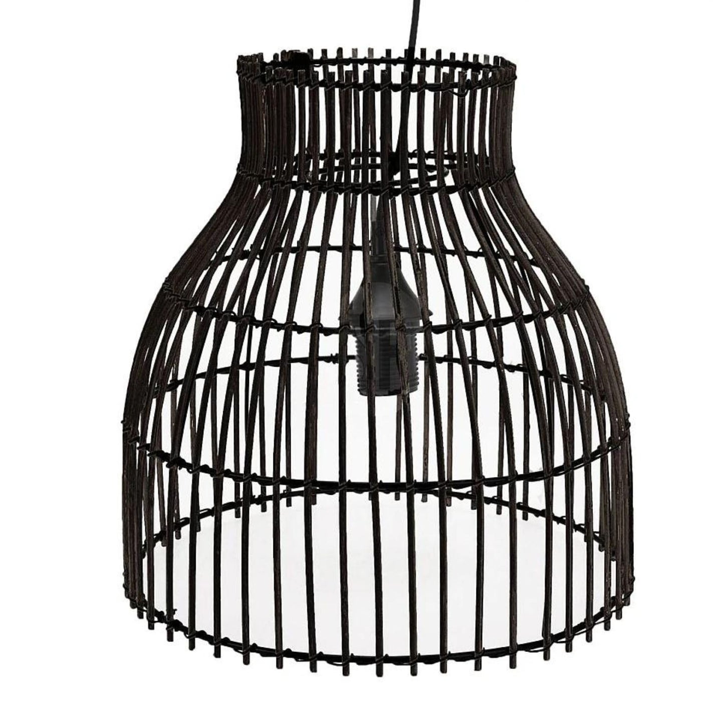 Black Bamboo Hanging Lamp - 31x31x26cm