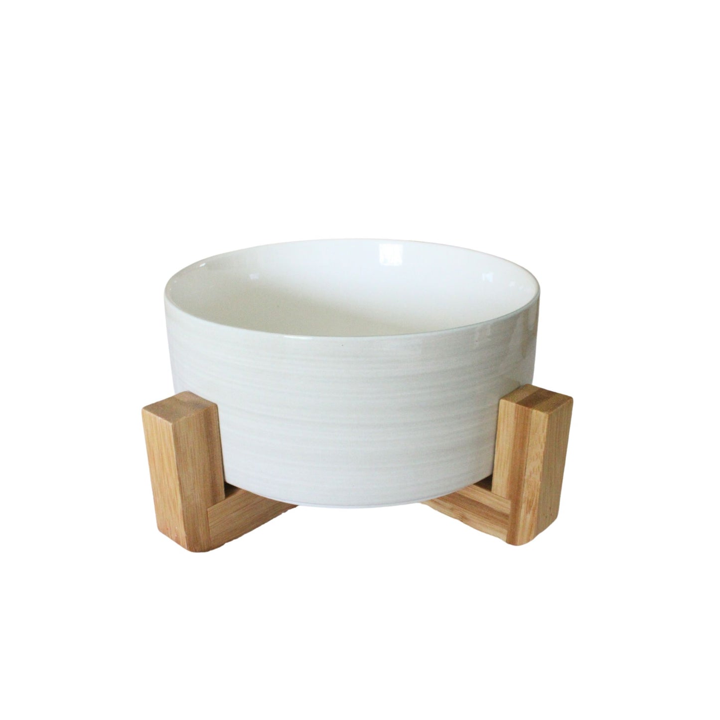 Small Ceramic Bowl with Wooden Stand - Yellow