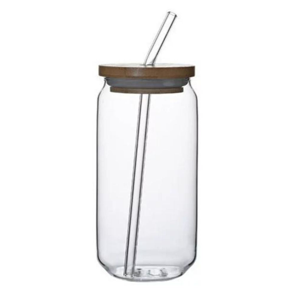 Haus Republik - Nordic Coke Glasses with Bamboo Lid + Glass Straw - 470ml