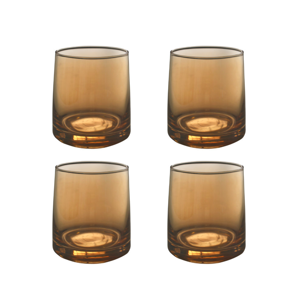 Nordic Style Coloured Tumbler Glass - Amber - Pack of 4