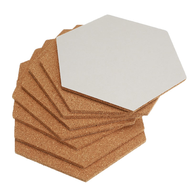 Adhesive Hexagon Cork Board Tiles - Pack of 8 + Pins